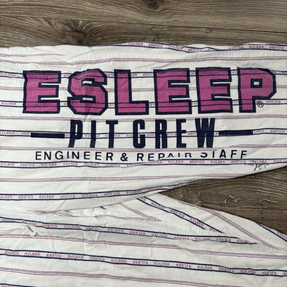 VTG 90s Esleep One Piece Jumpsuit Sleep wear Pajama Pit Crew Brooklyn Baseball - Picture 6 of 16